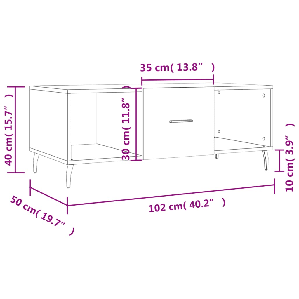 Tables centrales Plywood blanc 102x50x40 cm