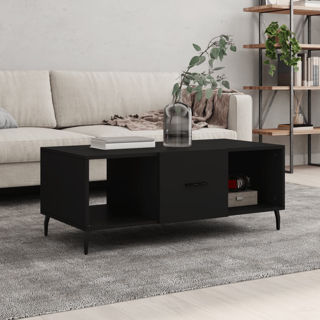 Vetonek Mesa de centro madera contrachapada negro 102x50x40 cm