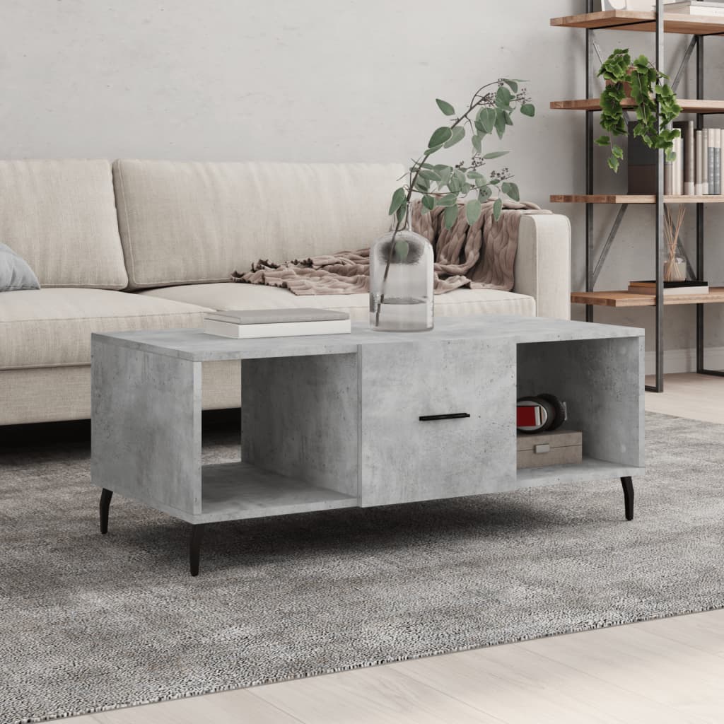 Vetonek Mesa de centro madera contrachapada gris hormigón 102x50x40 cm