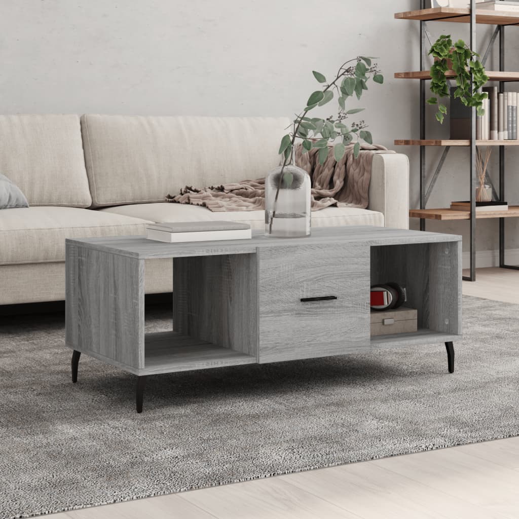 Vetonek Mesa de centro madera contrachapada gris Sonoma 102x50x40 cm