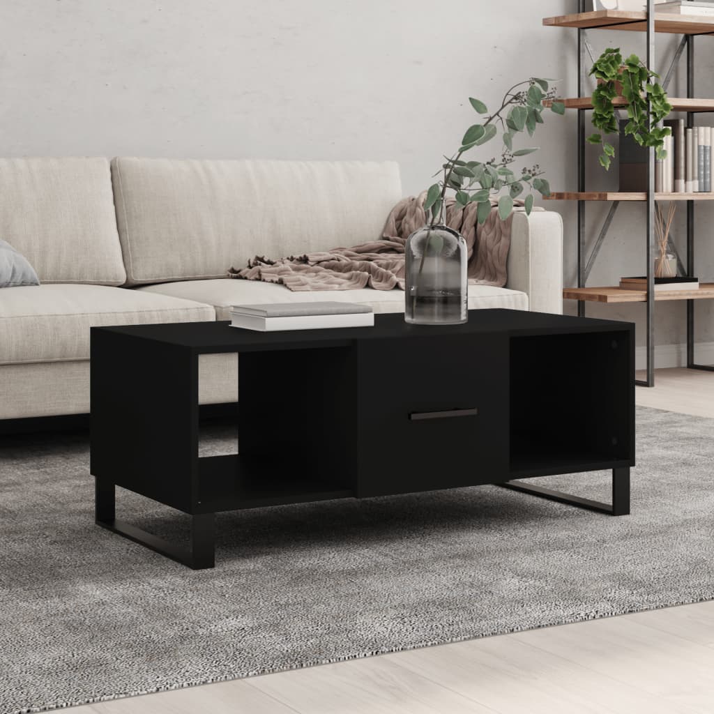 Vetonek Mesa de centro madera contrachapada negro 102x50x40 cm