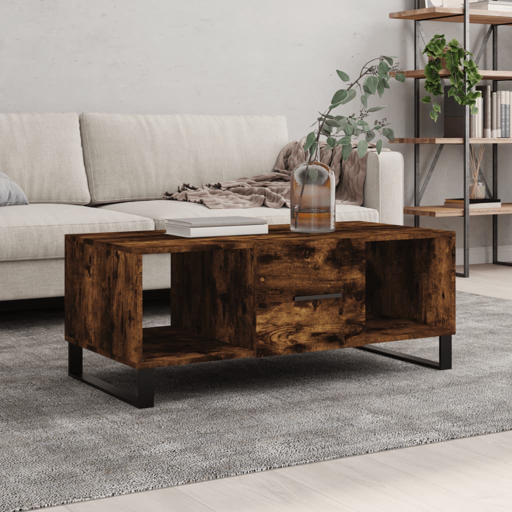 Vetonek Mesa de centro madera contrachapada roble ahumado 102x50x40 cm