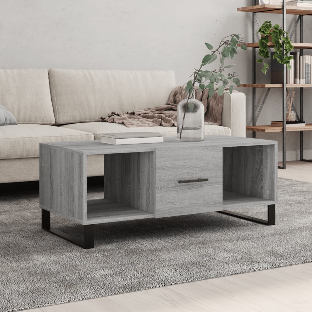 Vetonek Mesa de centro madera contrachapada gris Sonoma 102x50x40 cm