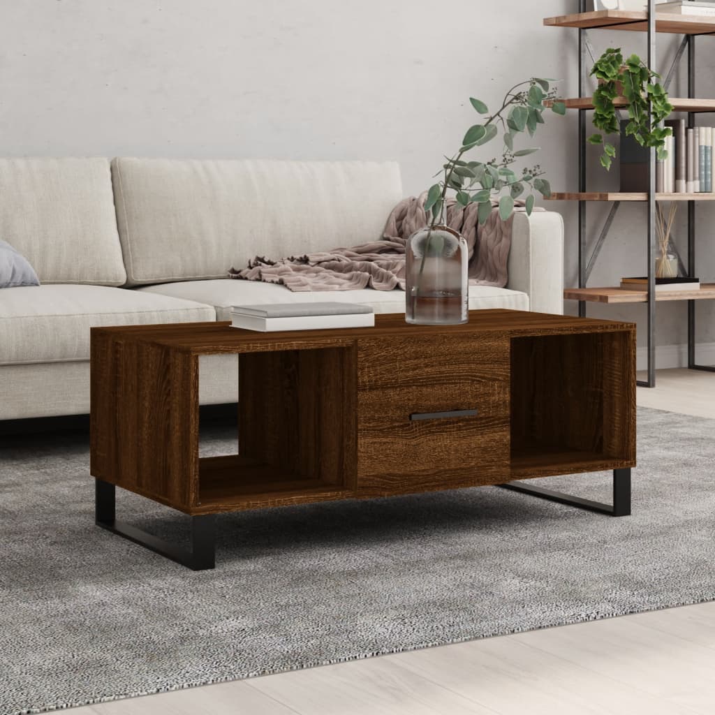 Vetonek Mesa de centro madera contrachapada roble marrón 102x50x40 cm