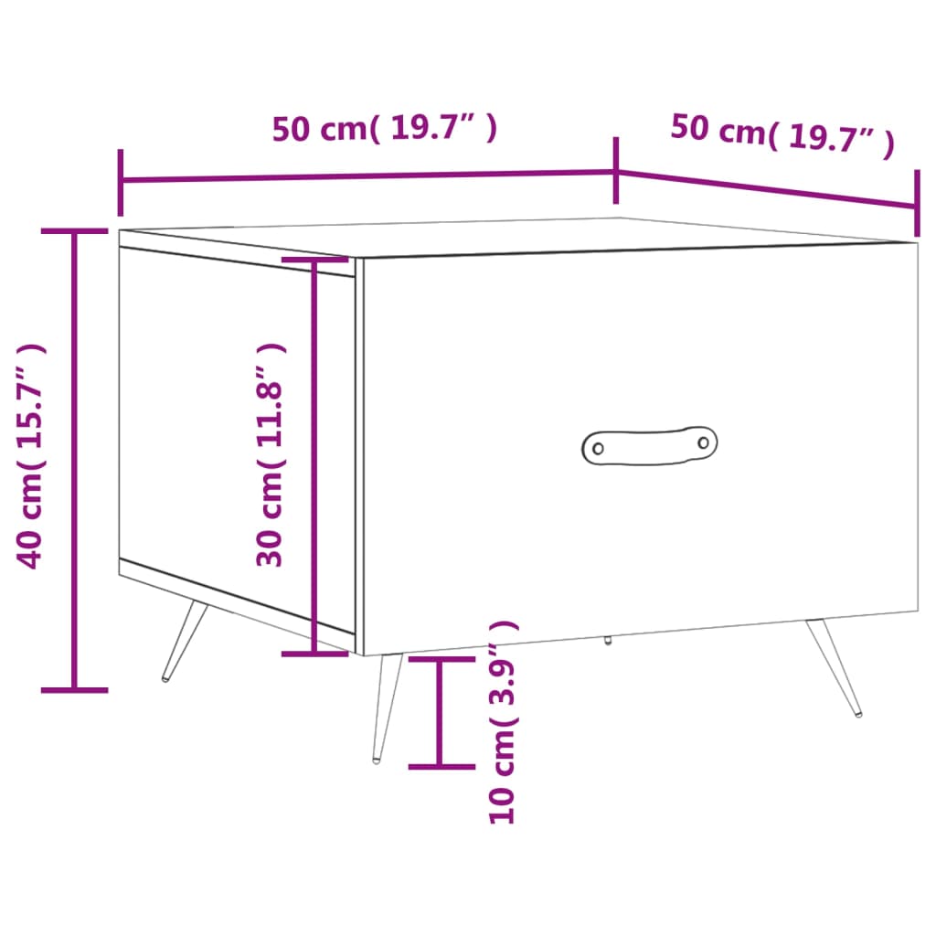 Tables centrales 2 Uds Black Engineering Wood 50x50x40 cm