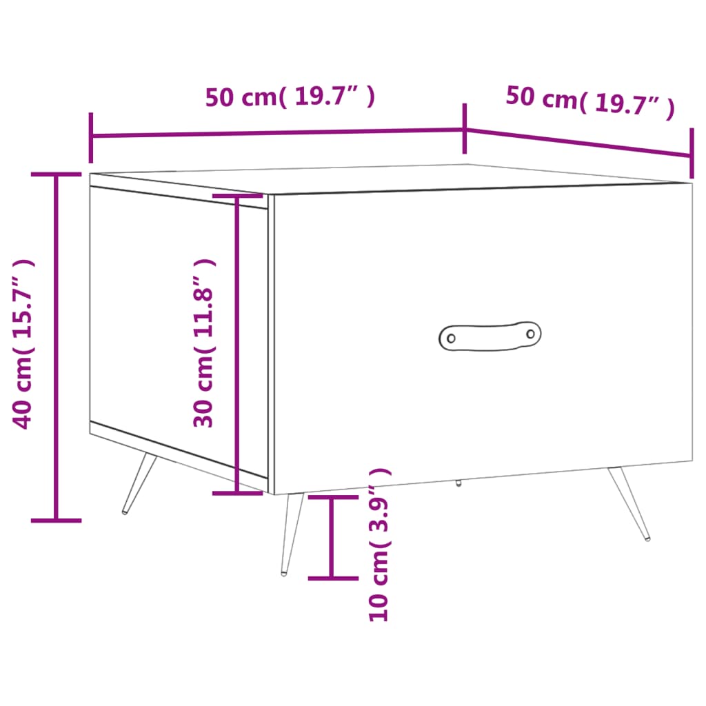 Mesa de centro madera de ingeniería gris hormigón 50x50x40 cm