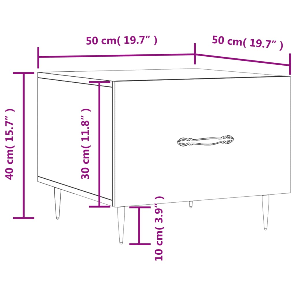 Tables centrales 2 UDS en bois 50x50x40 cm