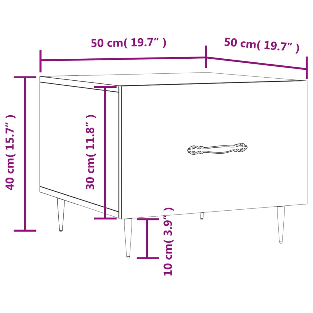 Mesa de centro madera de ingeniería gris hormigón 50x50x40 cm