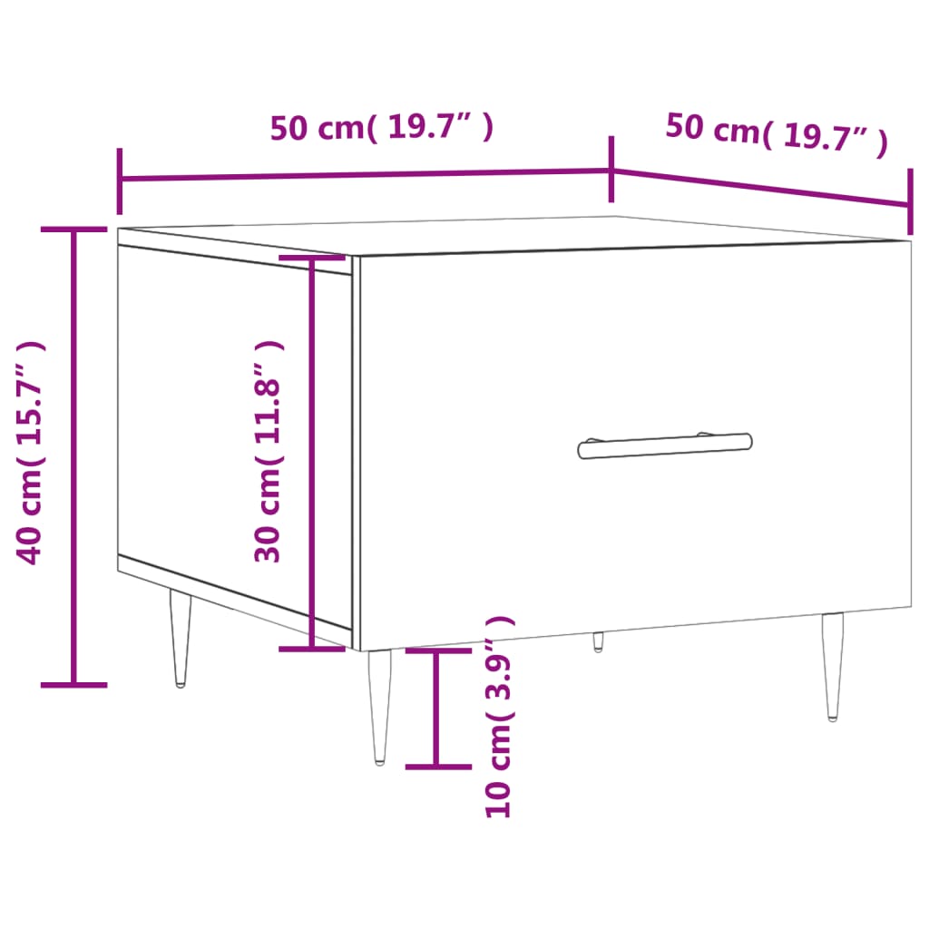 Mesas de centro 2 uds madera ingeniería gris Sonoma 50x50x40 cm