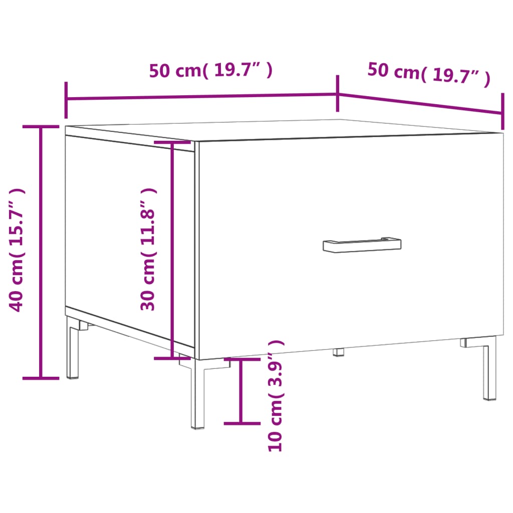 Mesa de centro madera contrachapada roble ahumado 50x50x40 cm