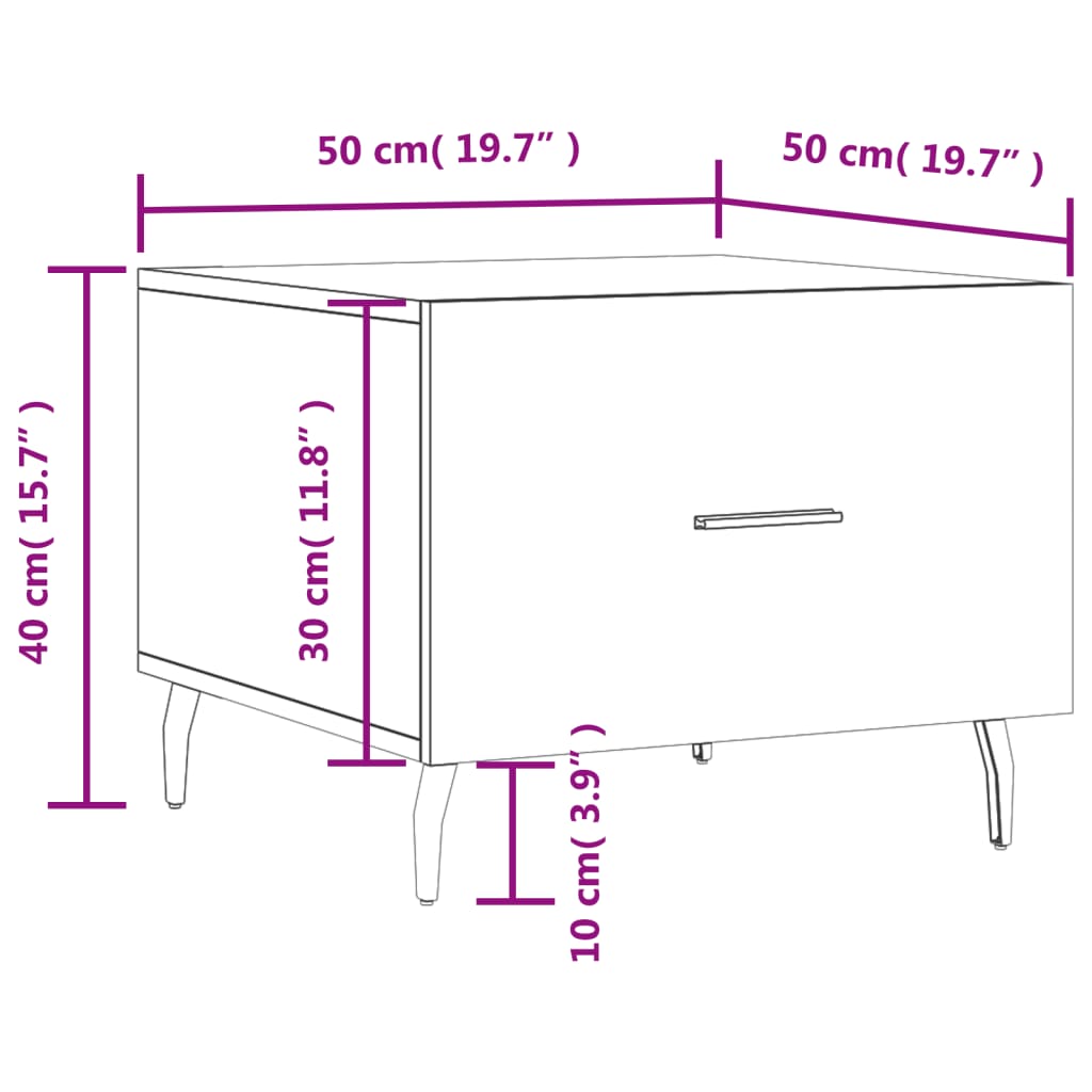 Center table 2 units synthesized wood nexus white shine 50x50x40cm