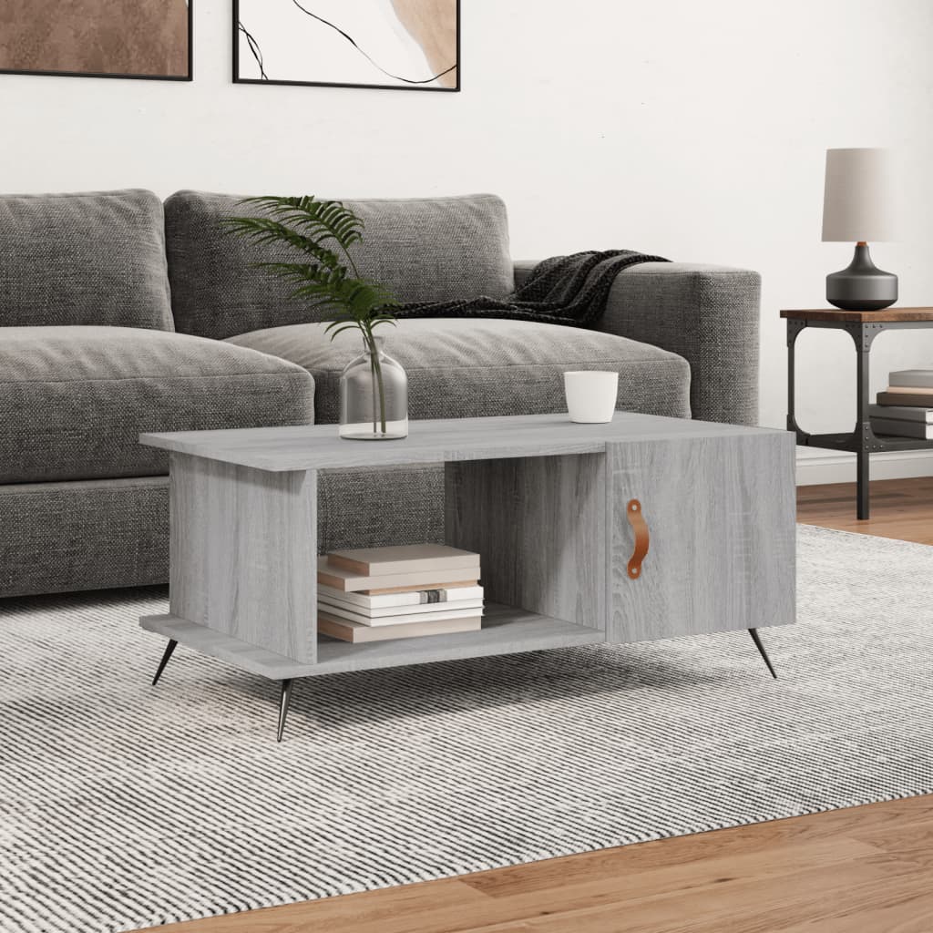 Vetonek Mesa de centro madera contrachapada gris Sonoma 90x50x40 cm