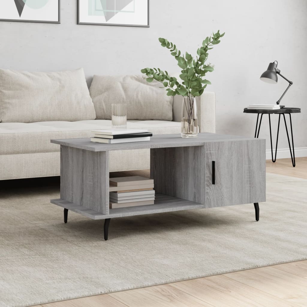 Vetonek Mesa de centro madera contrachapada gris Sonoma 90x50x40 cm