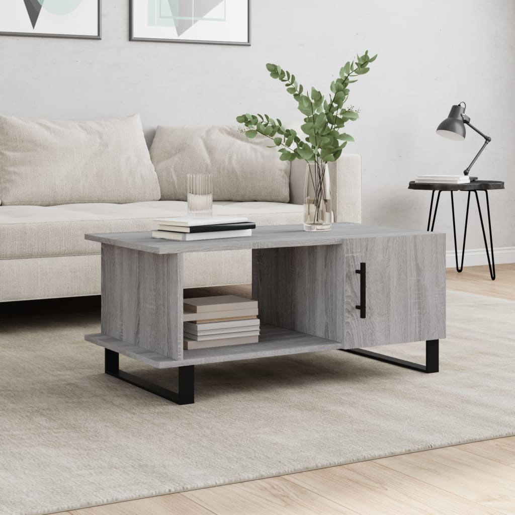 Vetonek Mesa de centro madera contrachapada gris Sonoma 90x50x40 cm