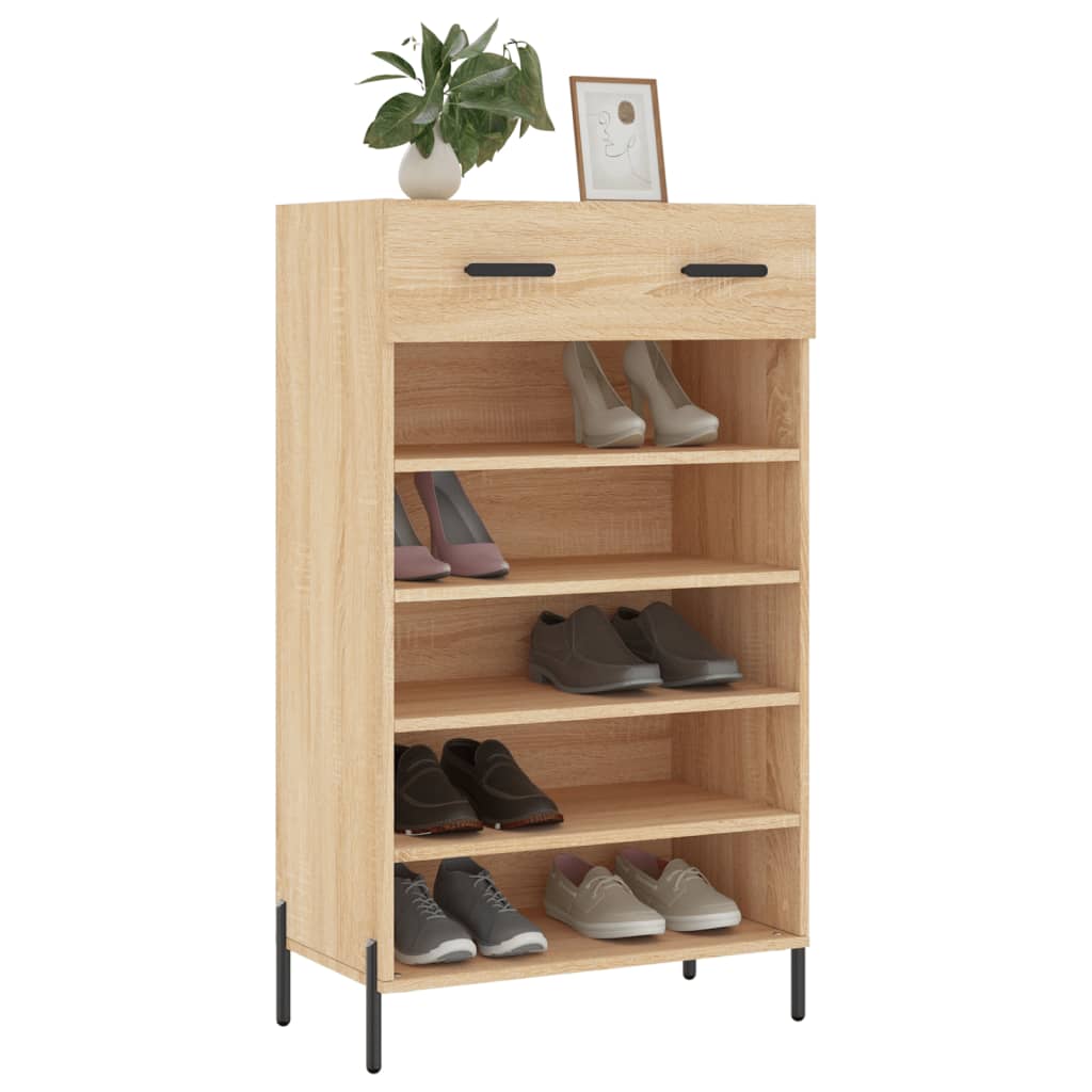 Zapatero madera de ingeniería roble Sonoma 60x35x105 cm