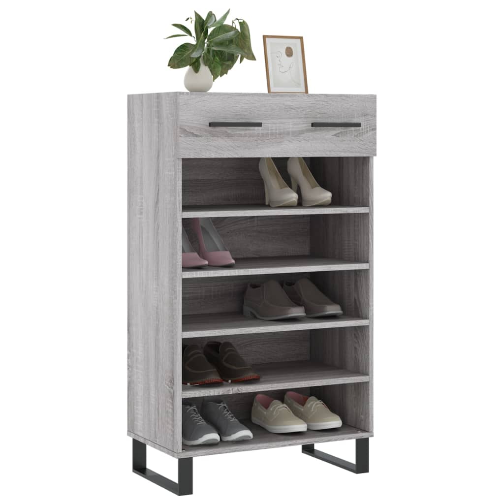 Zapatero madera de ingeniería gris Sonoma 60x35x105 cm