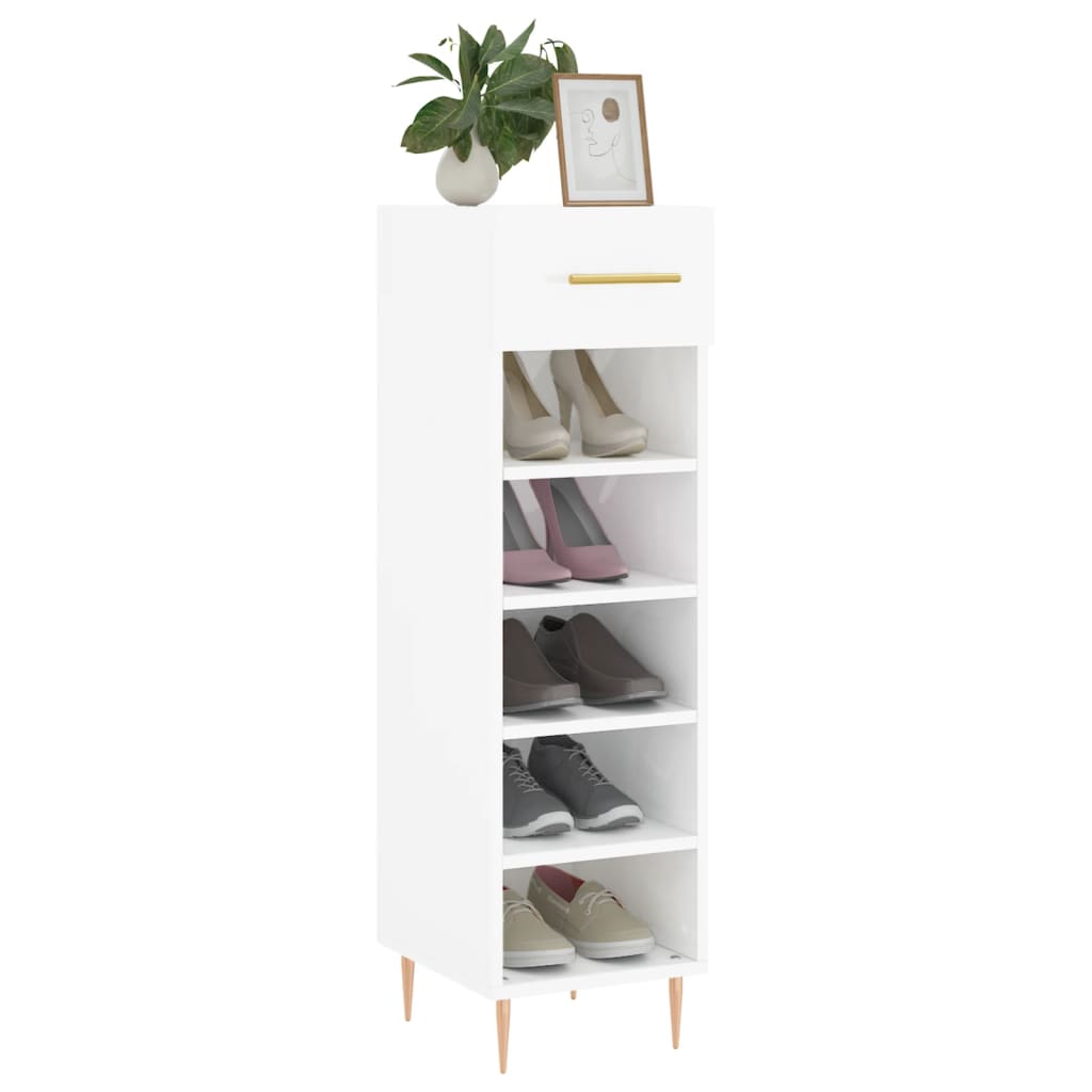 Gabinete de sapato de madeira branco 30x35x105 cm