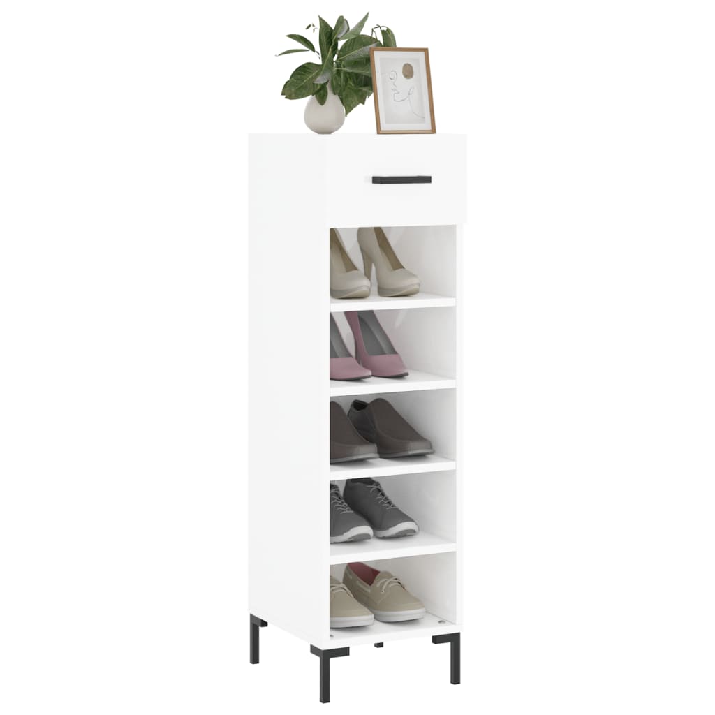 Gabinete de sapato de madeira branco 30x35x105 cm