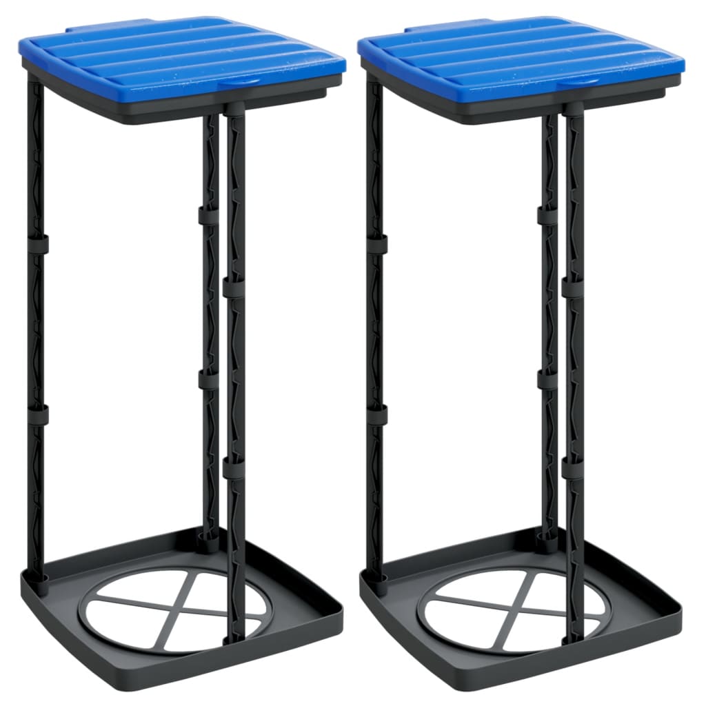 Soportes para bolsas de basura 2 uds PP negro y azul 60 L vidaXL