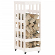 Leñero con ruedas madera maciza de pino blanco 40x49x110 cm v3468 - Vetonek