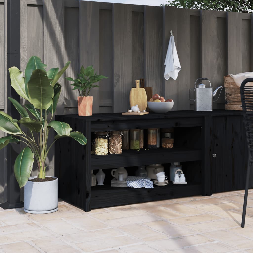 Vetonek Mueble de cocina exterior madera maciza pino negro 106x55x64 cm