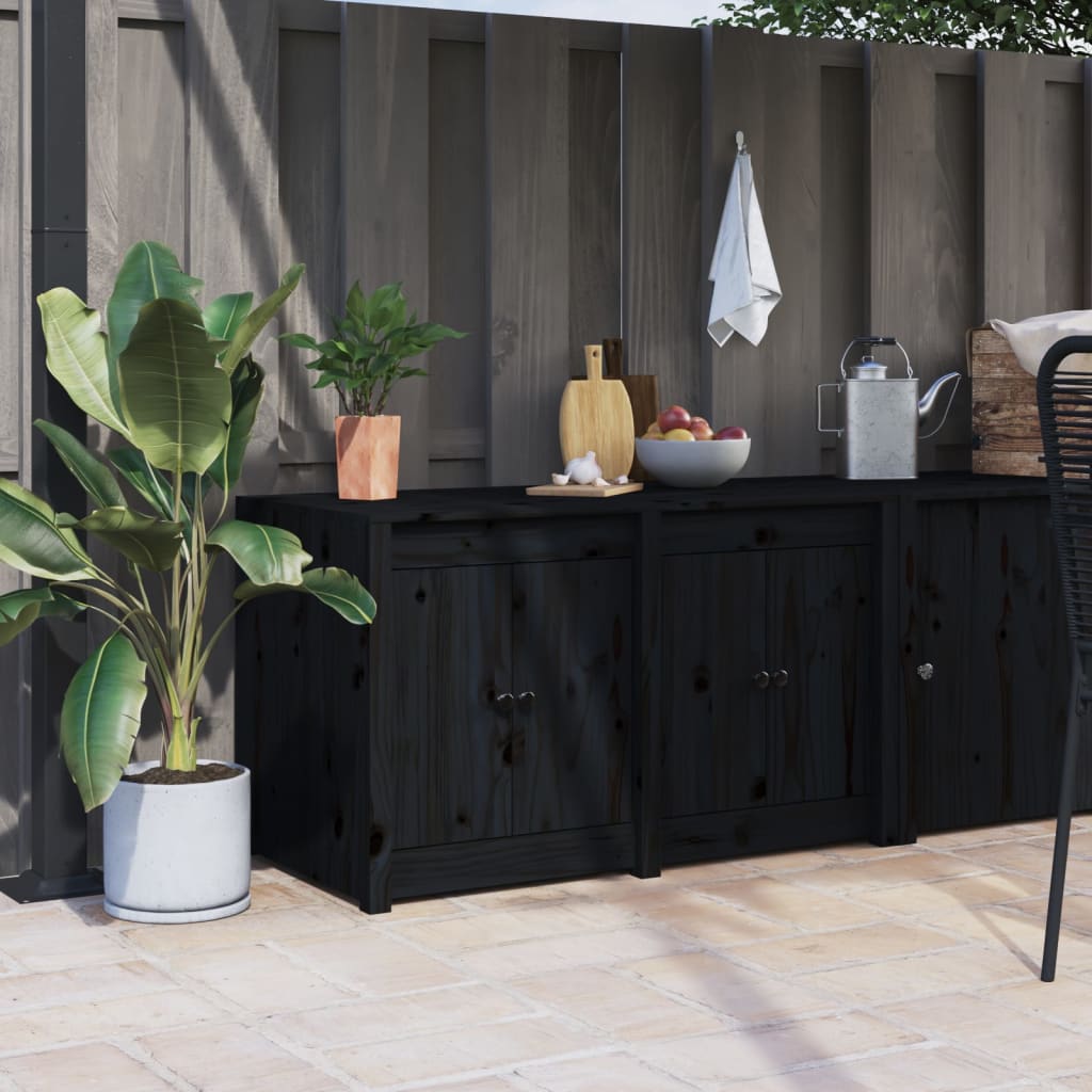 Vetonek Mueble de cocina exterior madera maciza pino negro 106x55x64 cm