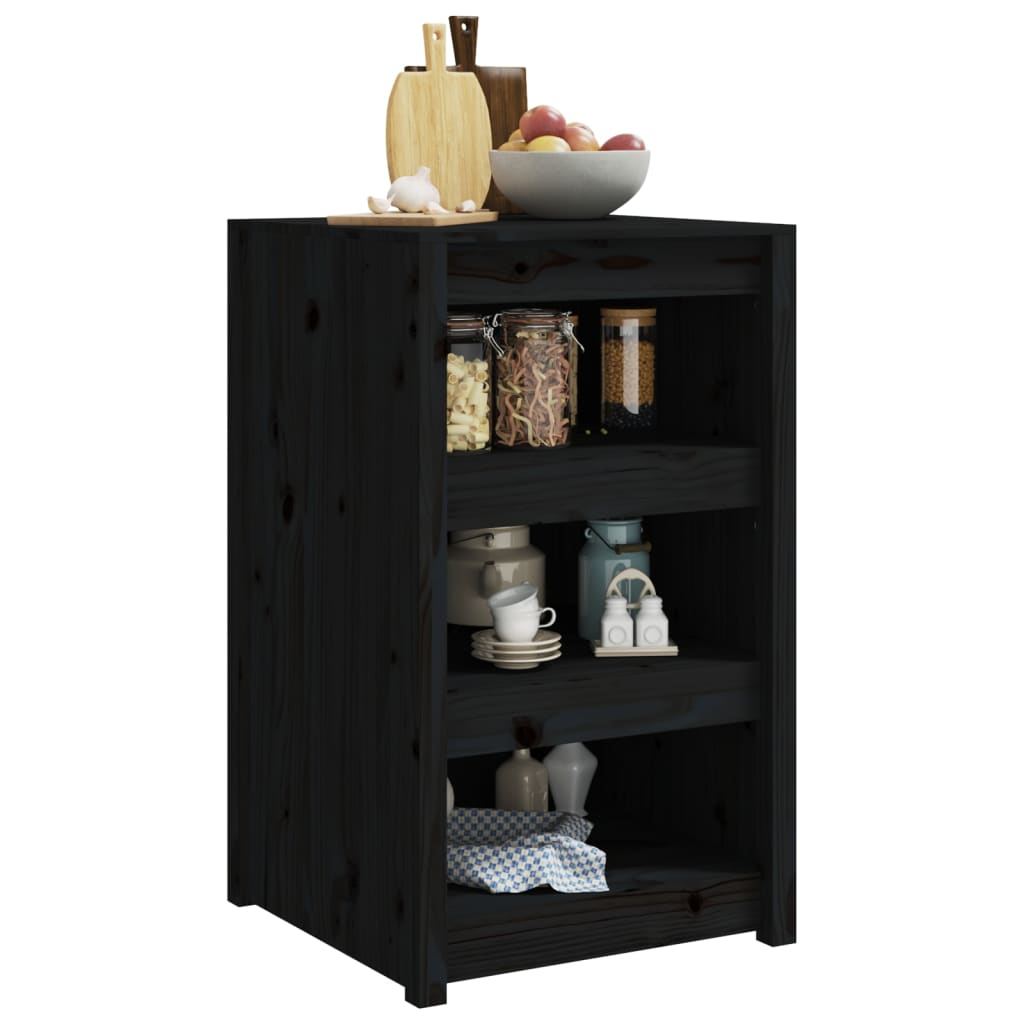 Mueble de cocina exterior madera maciza pino negro 55x55x92 cm