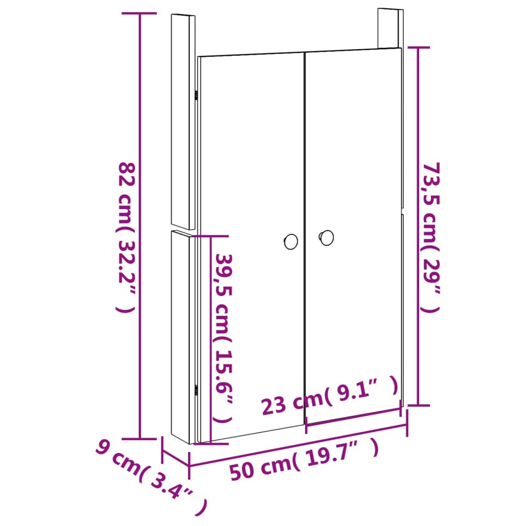 Porte da cucina all'aperto Maciza White Pine 50x9x82 cm