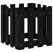 Vetonek Jardinera diseño de valla madera maciza pino negra 40x40x40 cm