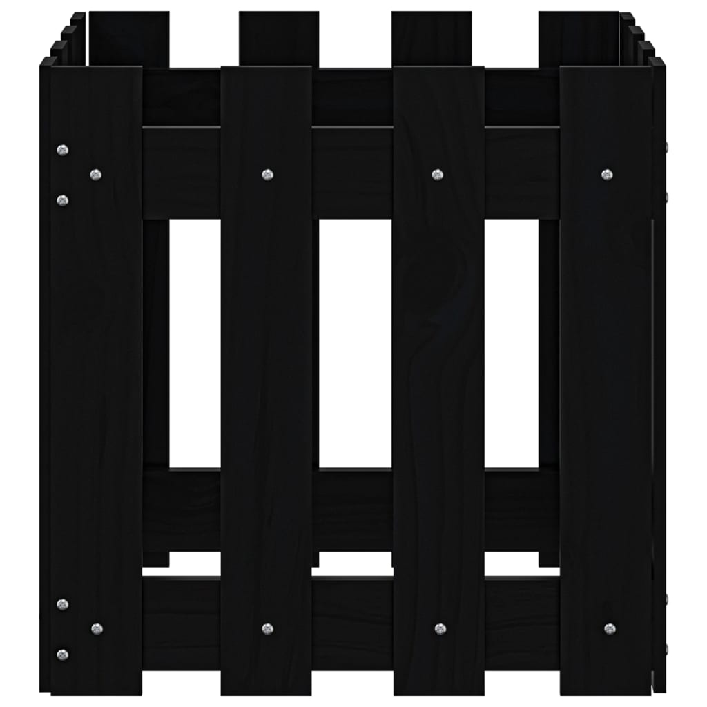 Jardinera diseño de valla madera maciza pino negra 40x40x40 cm v4007 - Vetonek