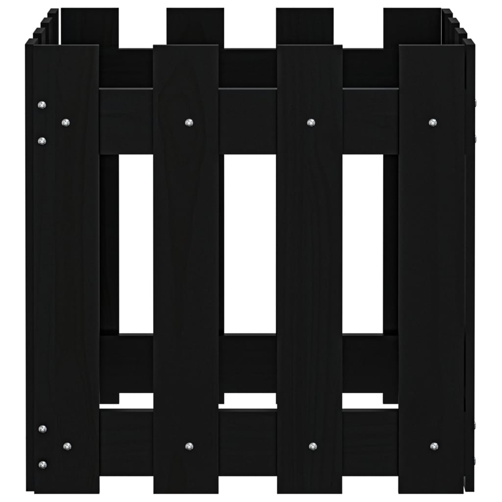 Jardinera diseño de valla madera maciza pino negra 40x40x40 cm v4007 - Vetonek