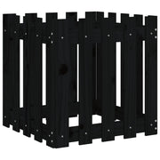 Jardinera diseño de valla madera maciza pino negra 50x50x50 cm v4052 - Vetonek