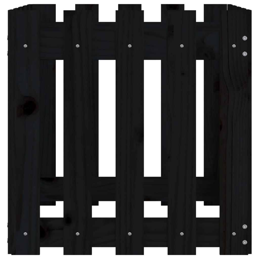 Jardinera diseño de valla madera maciza pino negra 50x50x50 cm v4052 - Vetonek