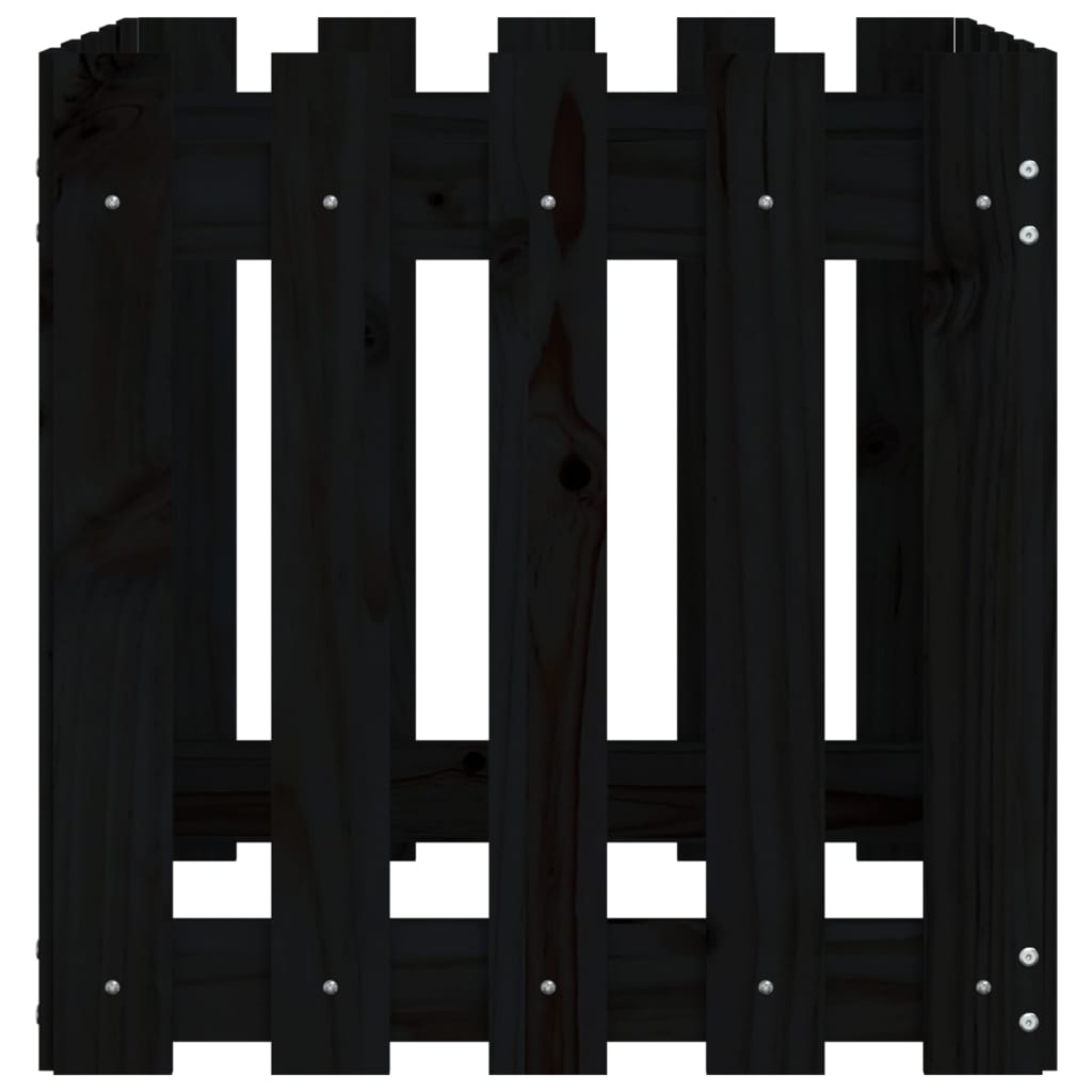 Jardinera diseño de valla madera maciza pino negra 50x50x50 cm v4052 - Vetonek