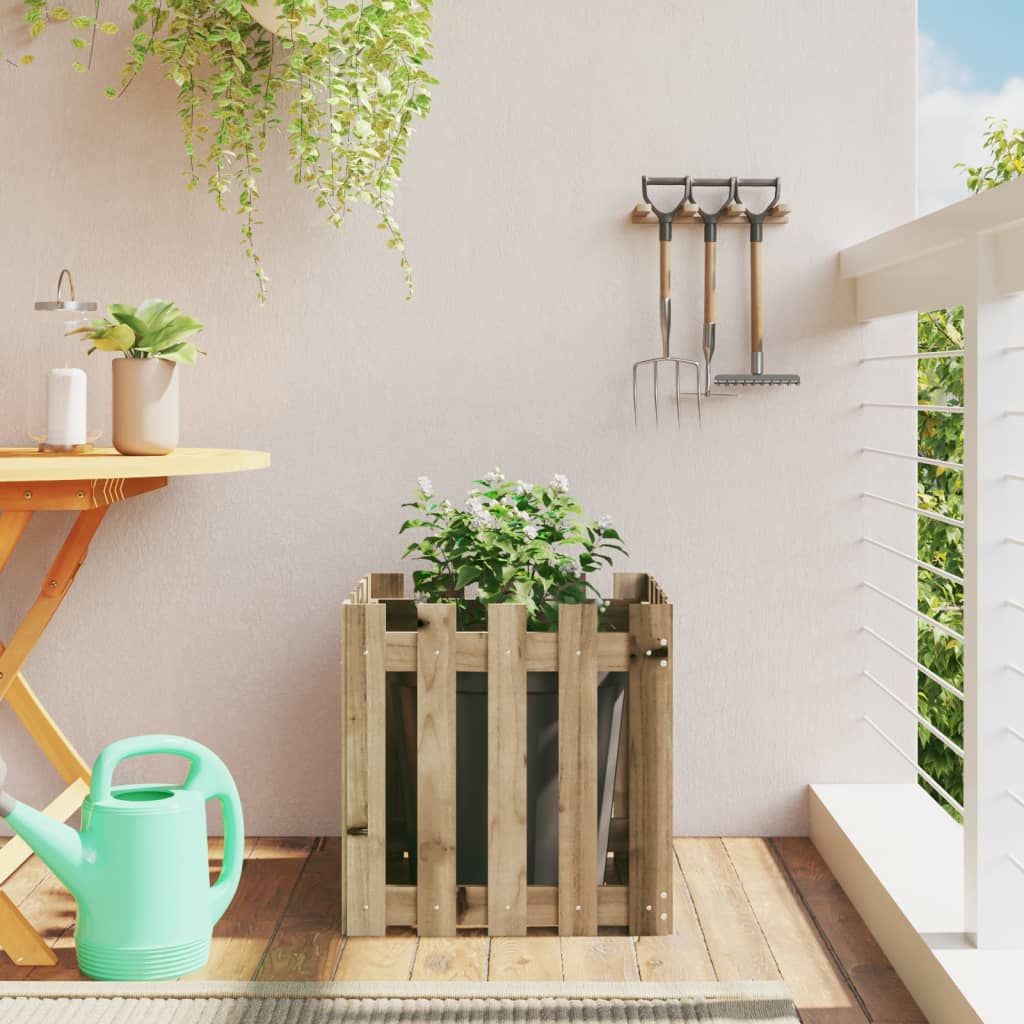 Jardinière clôture design bois de pin imprégné 50x50x50 cm v4076 Vetonek