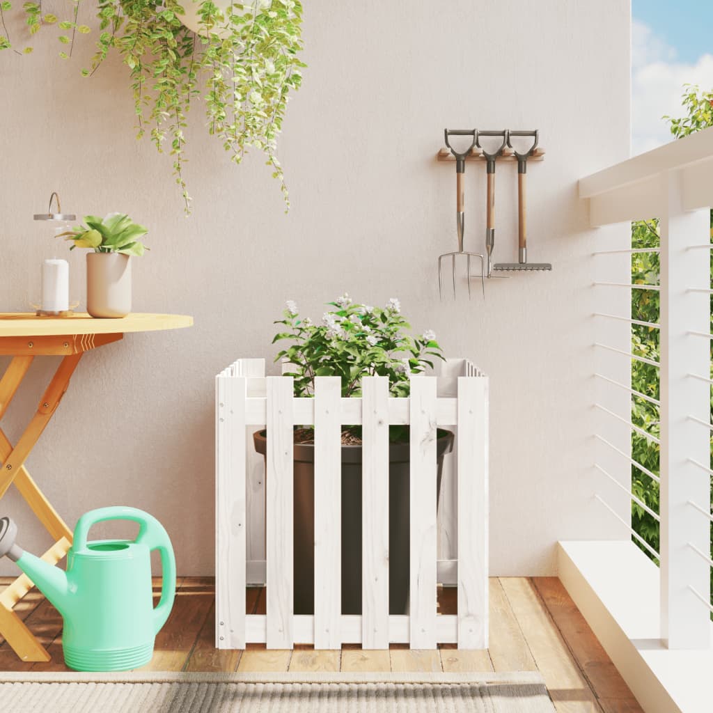 Jardinière clôture design bois de pin blanc massif 60x60x60 cm v4090 Vetonek