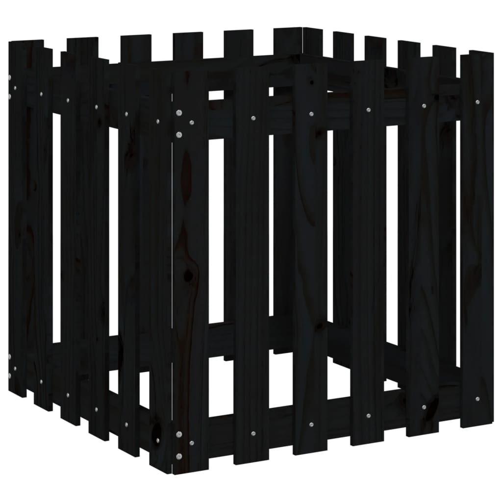 Vetonek Jardinera diseño de valla madera maciza pino negra 60x60x60 cm