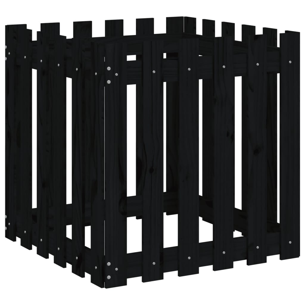 Jardinera diseño de valla madera maciza pino negra 60x60x60 cm v4106 - Vetonek