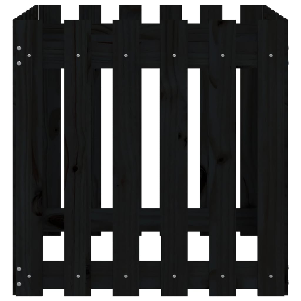 Jardinera diseño de valla madera maciza pino negra 60x60x60 cm v4106 - Vetonek