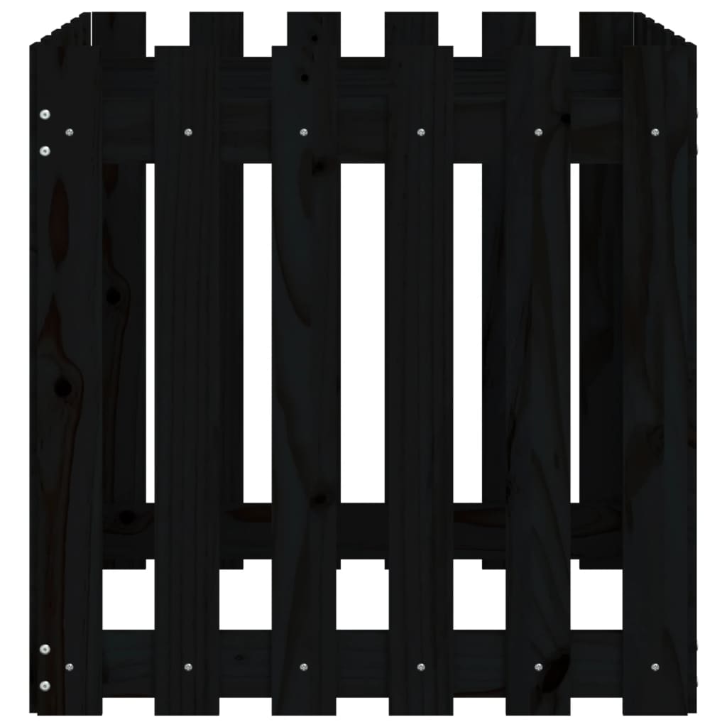 Jardinera diseño de valla madera maciza pino negra 60x60x60 cm v4106 - Vetonek