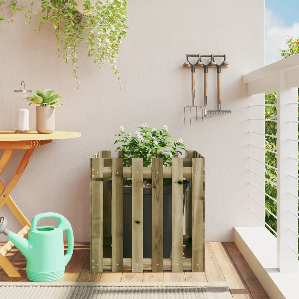 Jardinière clôture design bois de pin imprégné 60x60x60 cm v4120 Vetonek