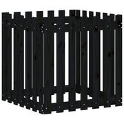 Vetonek Jardinera diseño de valla madera maciza pino negra 70x70x70 cm