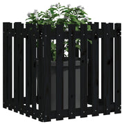 Jardinera diseño de valla madera maciza pino negra 70x70x70 cm v4151 - Vetonek