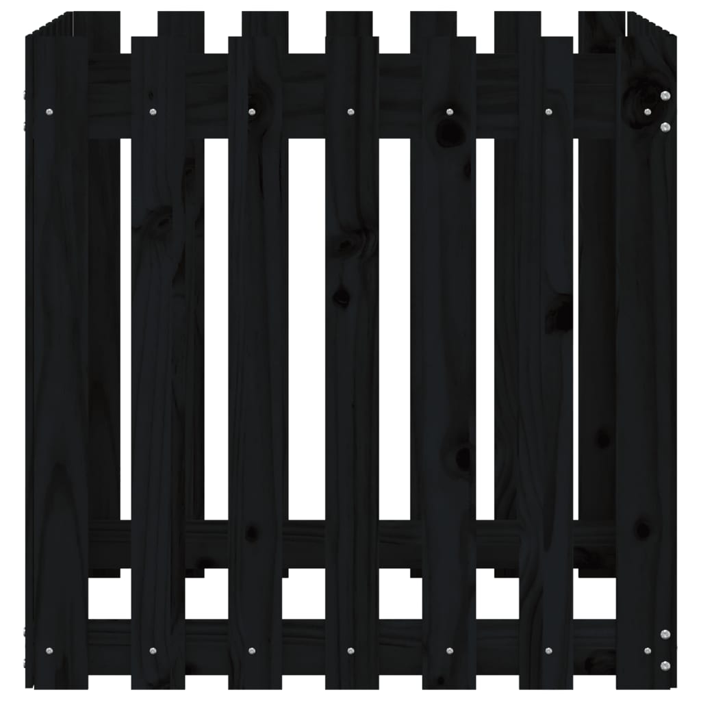 Jardinera diseño de valla madera maciza pino negra 70x70x70 cm v4151 - Vetonek