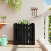 Jardinera diseño de valla madera maciza pino negra 70x70x70 cm v4151 Vetonek