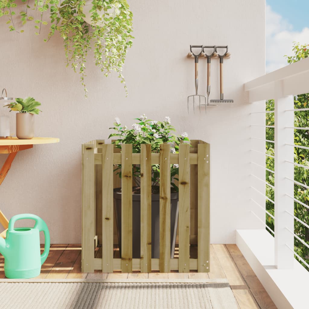 Jardinière clôture design bois de pin imprégné 70x70x70 cm v4175 Vetonek