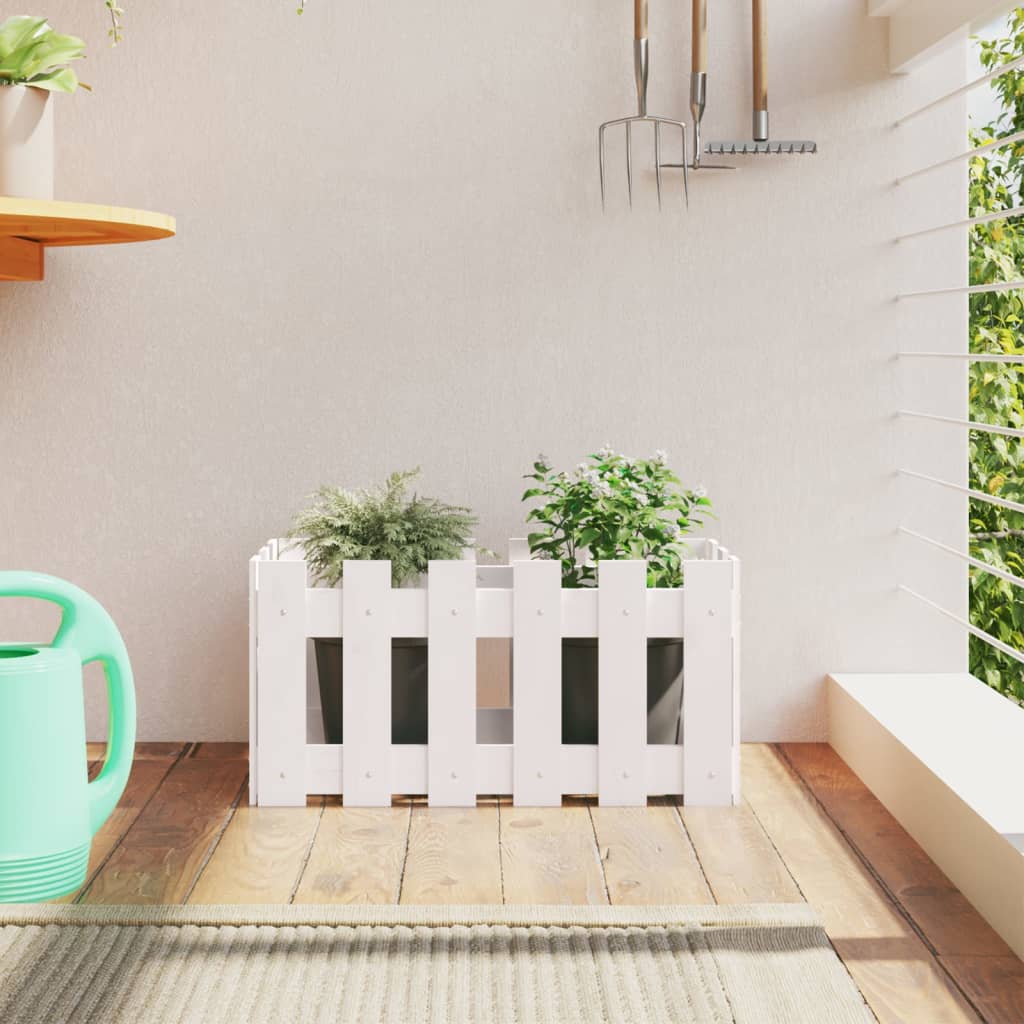 Jardinière clôture design bois de pin blanc massif 60x30x30 cm v4199 Vetonek