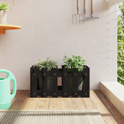 Jardinera diseño de valla madera maciza pino negra 60x30x30 cm v4205 Vetonek