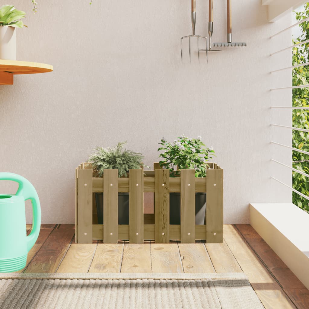 Jardinière clôture design bois de pin imprégné 60x30x30 cm v4229 Vetonek