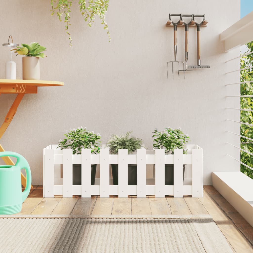 Lit de jardin surélevé avec clôture en bois de pin blanc 100x30x30cm v4243 Vetonek